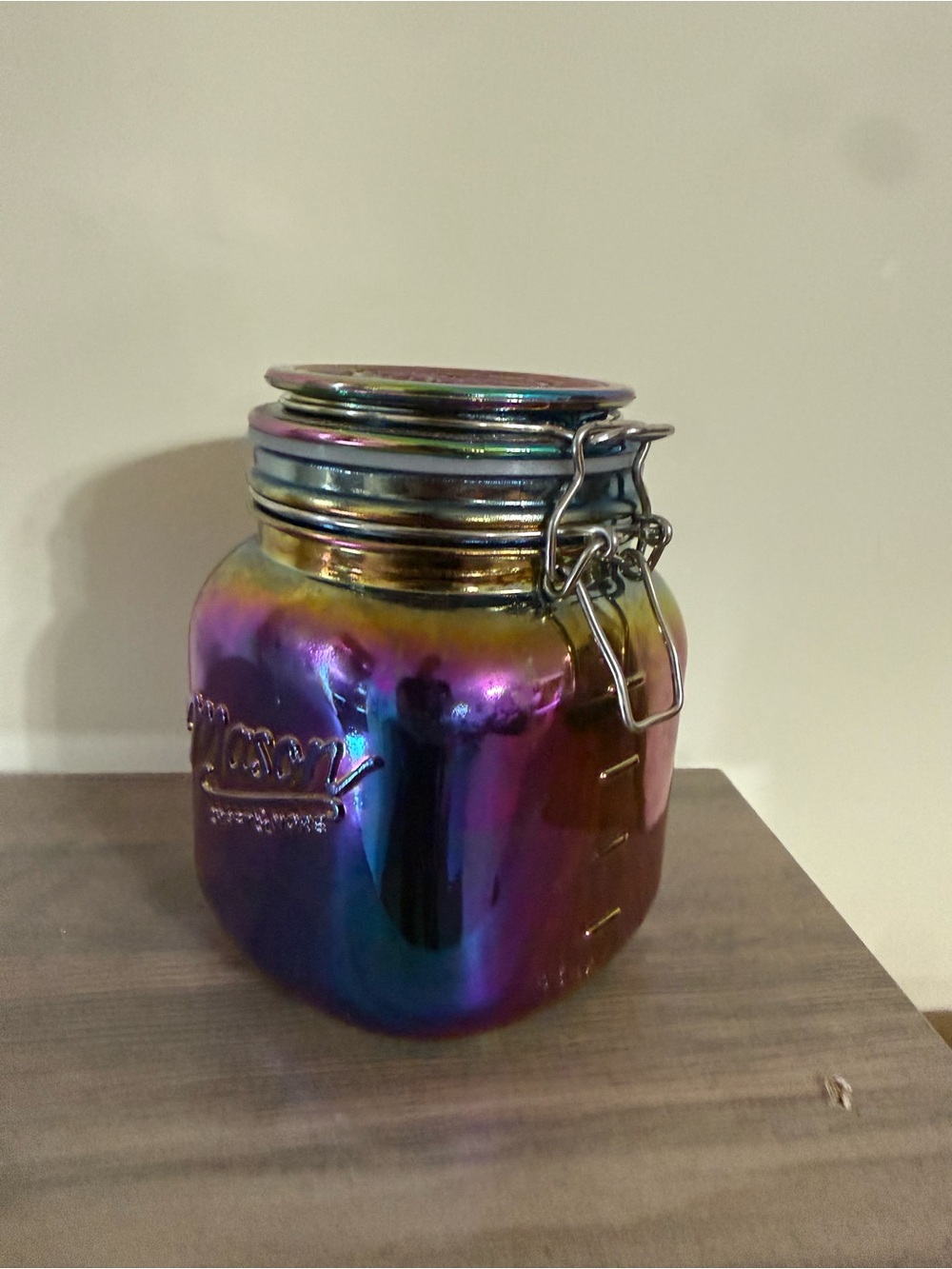Mason Iridescent Multi-Color Glass Storage Jar